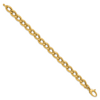 14K Polished and Textured Fancy Link Bracelet