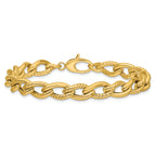 14K Polished and Textured Fancy Link Bracelet