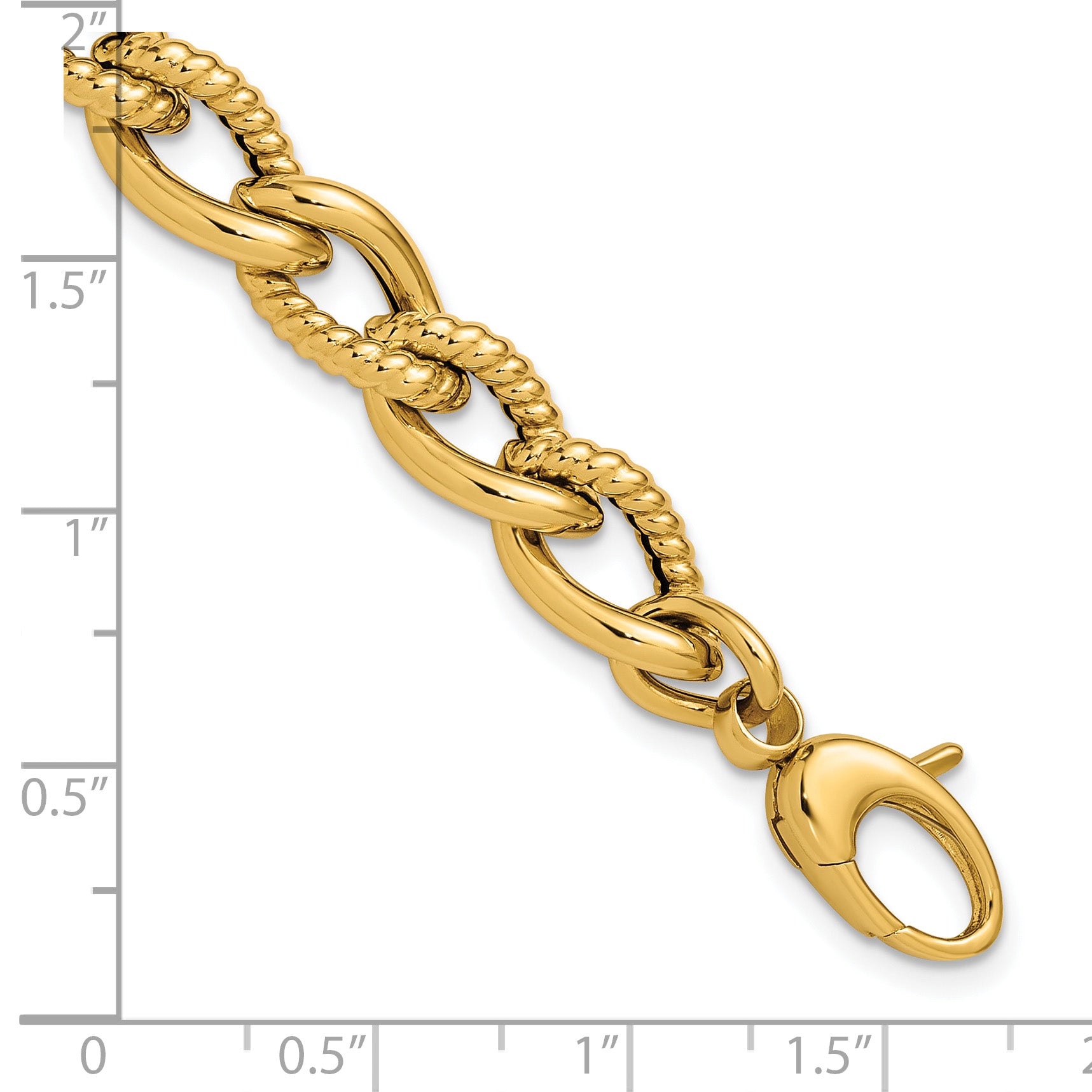 14K Polished and Textured Fancy Link Bracelet