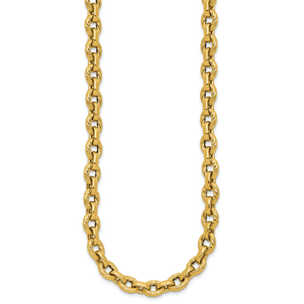 14K Polished and Twisted Fancy Link Necklace