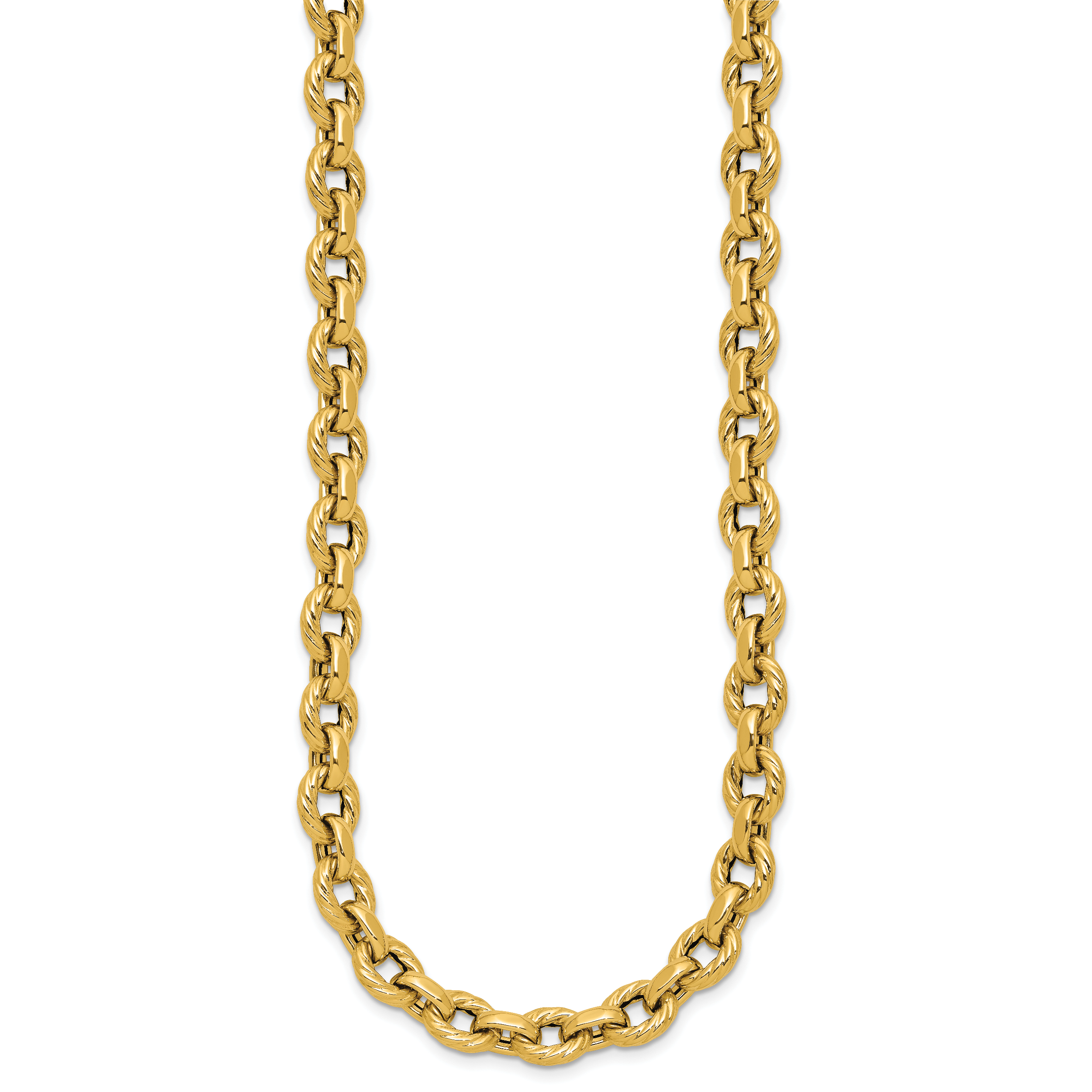 14K Polished and Twisted Fancy Link Necklace