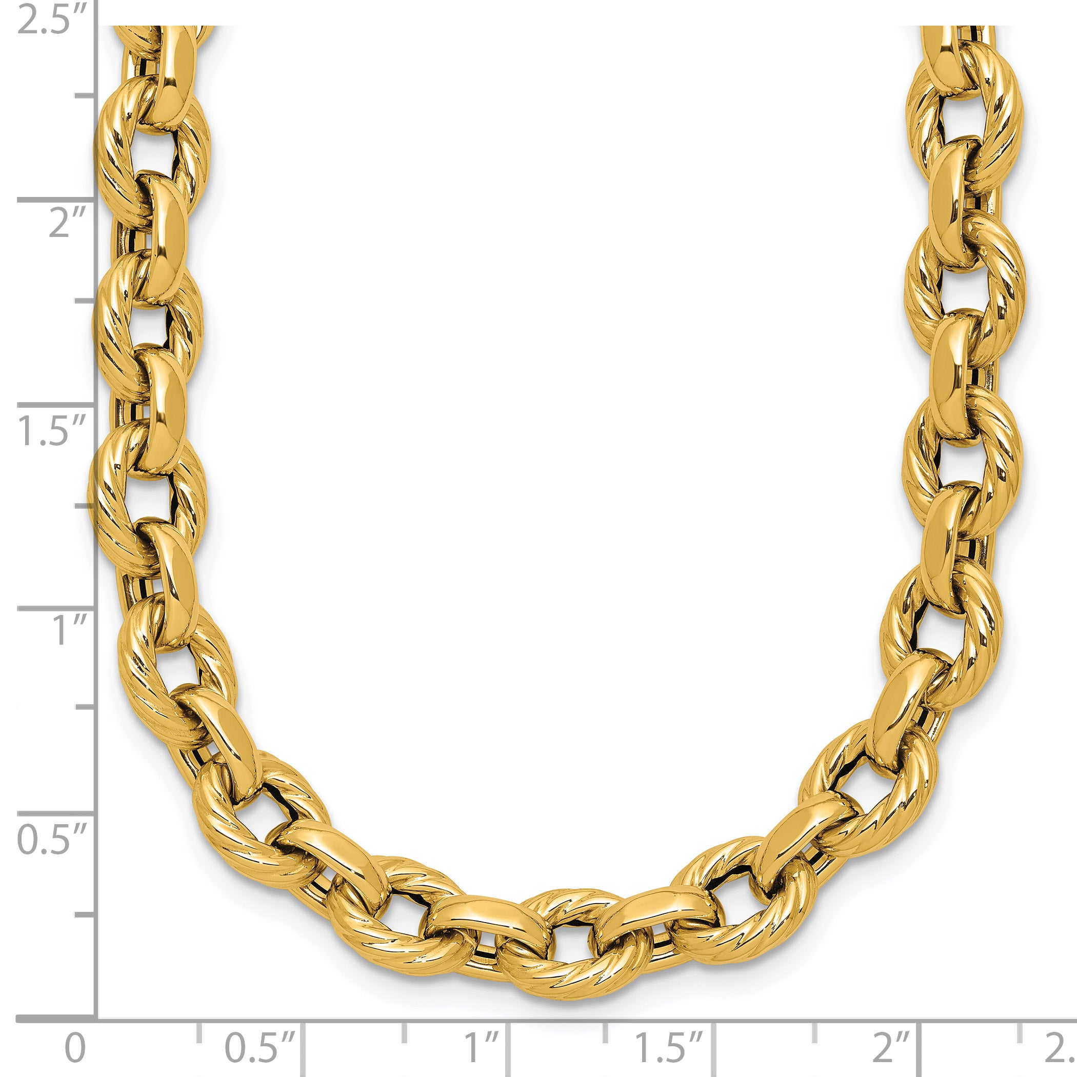 14K Polished and Twisted Fancy Link Necklace