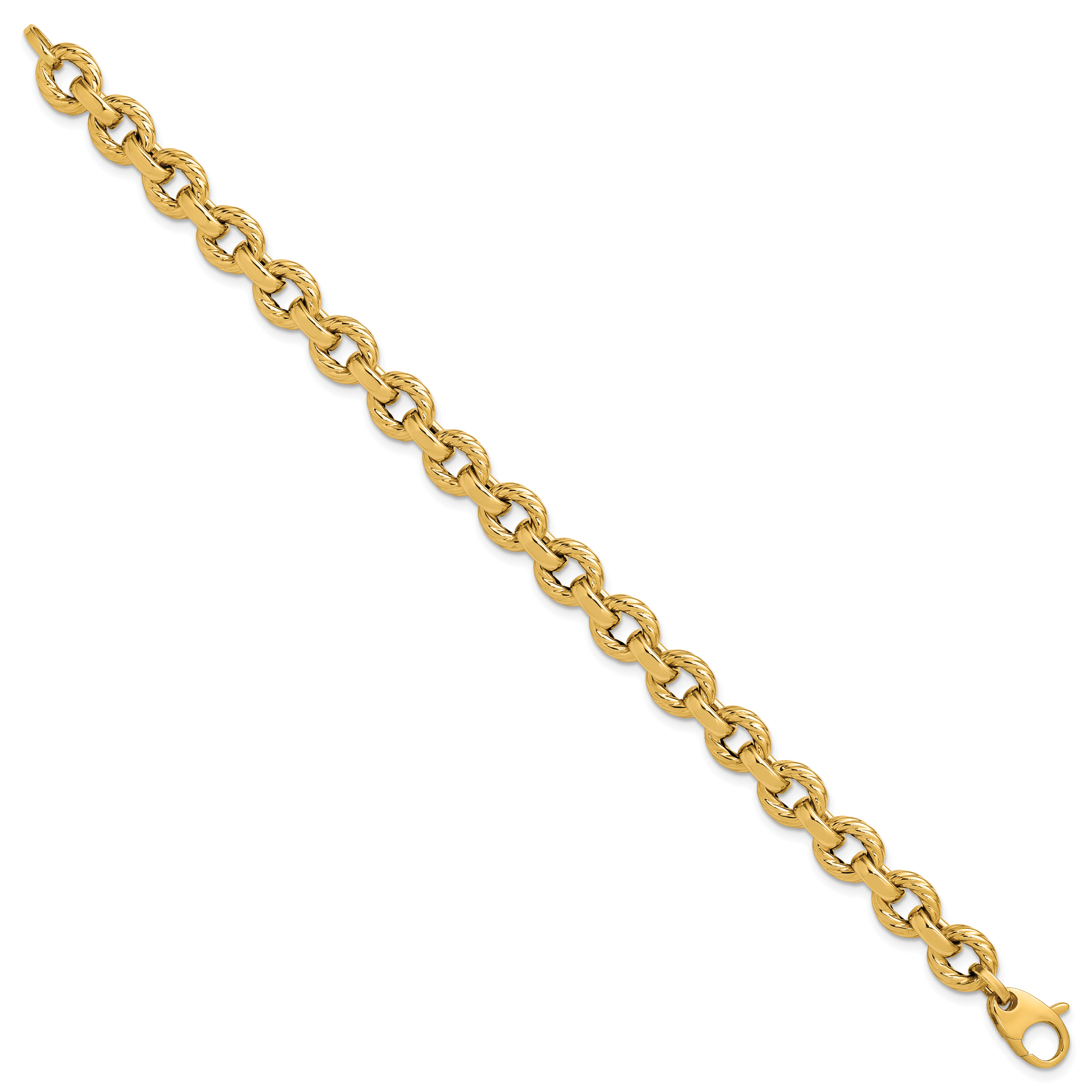 14K Polished and Twisted Fancy Link Bracelet Secondary image