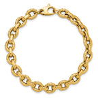 14K Polished and Twisted Fancy Link Bracelet