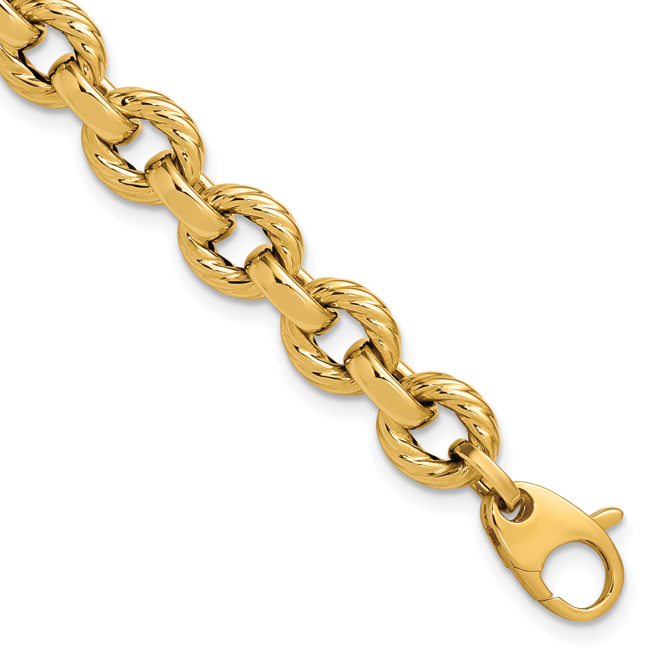 14K Polished and Twisted Fancy Link Bracelet Main image