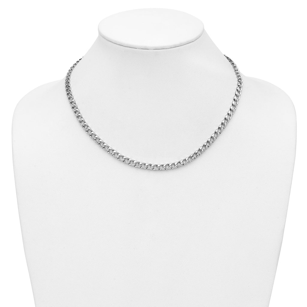 Fancy Curb Chain Necklace in 14K White Gold, 5mm, 18.2 Inch - Sophia Jewelers