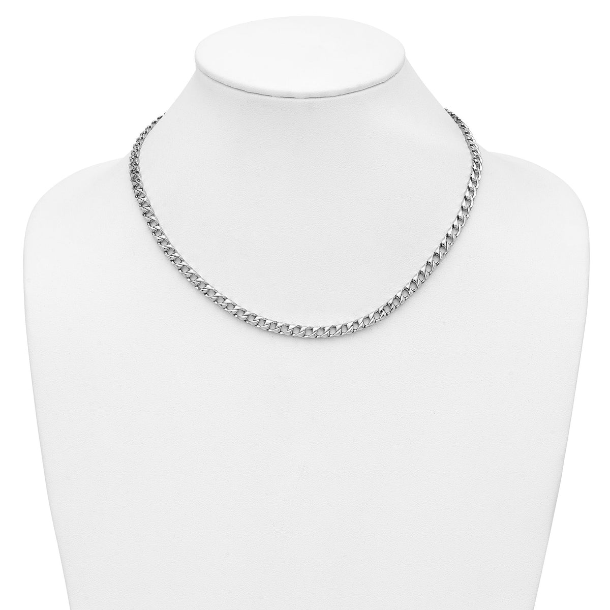 Fancy Curb Chain Necklace in 14K White Gold, 5mm, 18.2 Inch - Sophia Jewelers