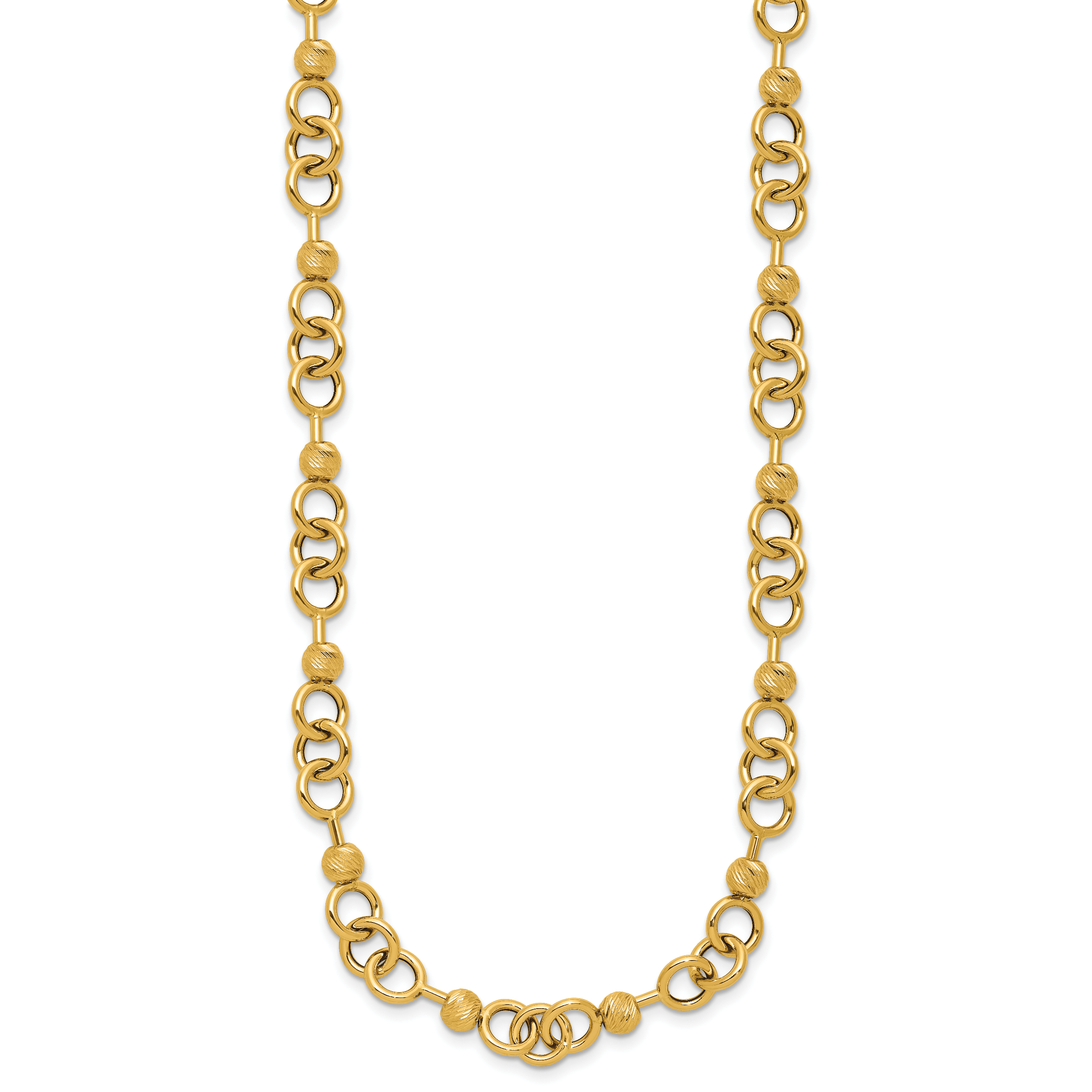 14K Polished and Circles with D/C Beads Fancy Necklace Secondary image
