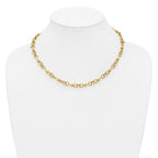 14K Polished and Circles with D/C Beads Fancy Necklace