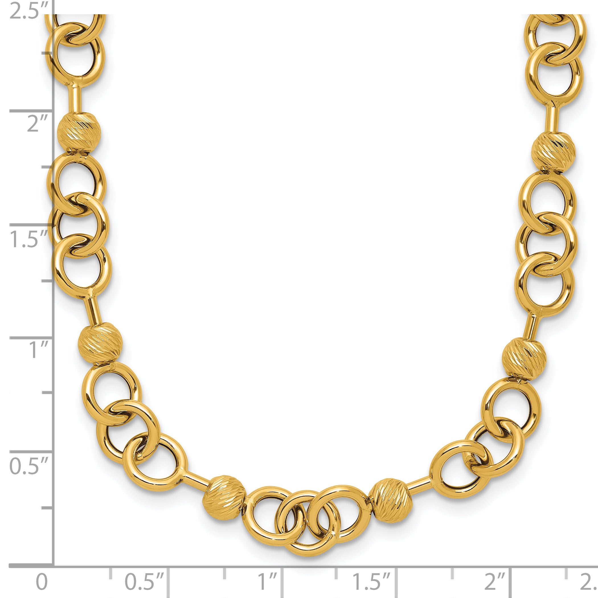 14K Polished and Circles with D/C Beads Fancy Necklace