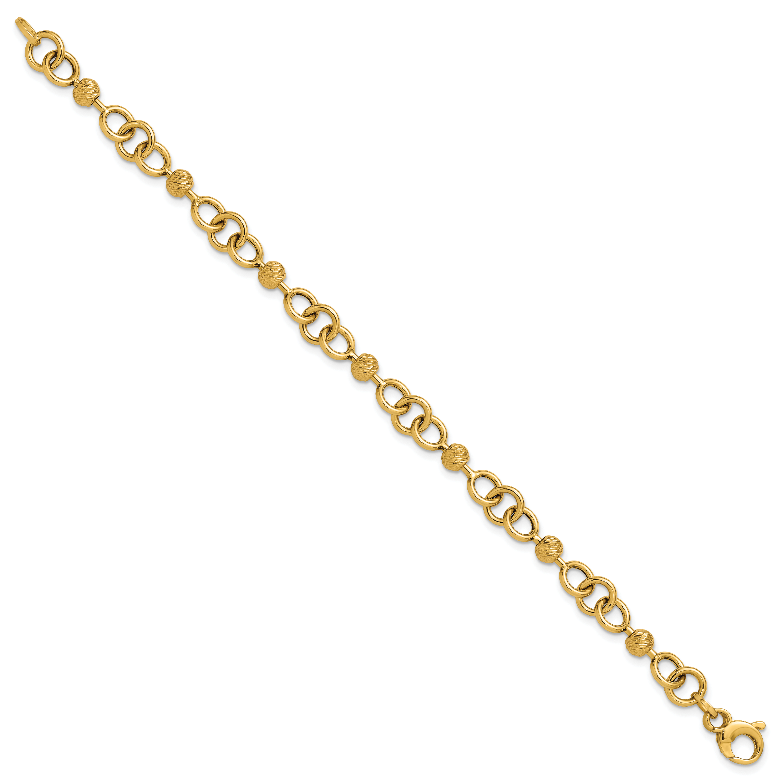 14K Polished and Circles with D/C Beads Fancy Bracelet Secondary image
