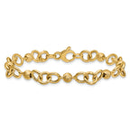 14K Polished and Circles with D/C Beads Fancy Bracelet