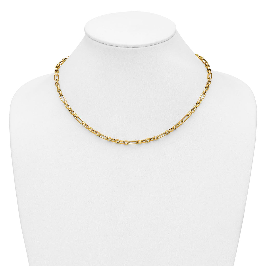 Fancy Link Chain Necklace in 14K Yellow Gold, 4.6mm, 18 Inch - Sophia Jewelers