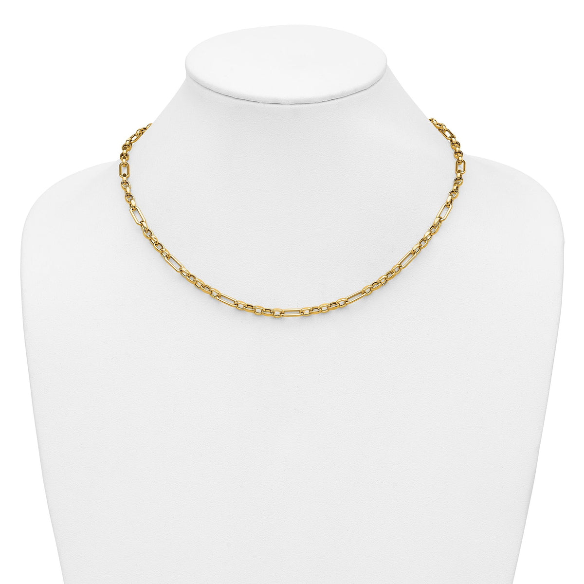 Fancy Link Chain Necklace in 14K Yellow Gold, 4.6mm, 18 Inch - Sophia Jewelers