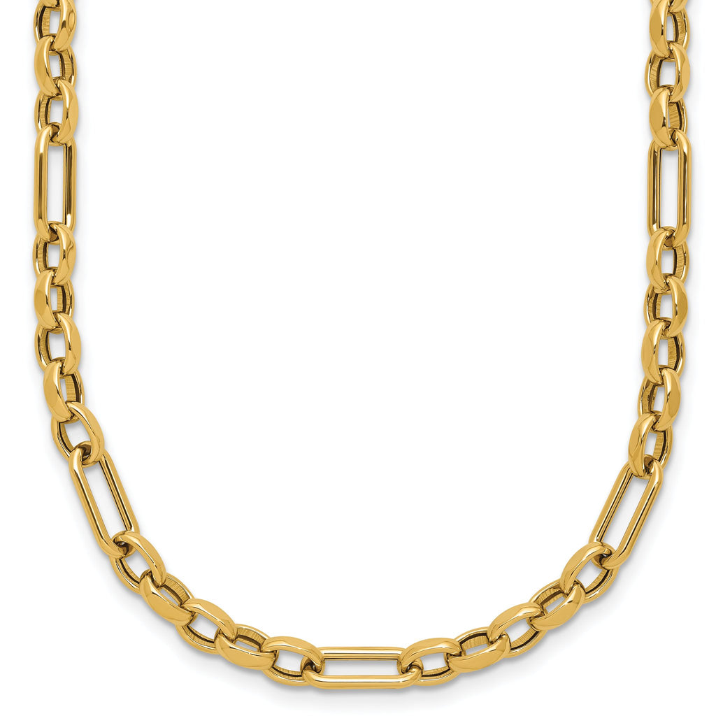 Fancy Link Chain Necklace in 14K Yellow Gold, 4.6mm, 18 Inch - Sophia Jewelers