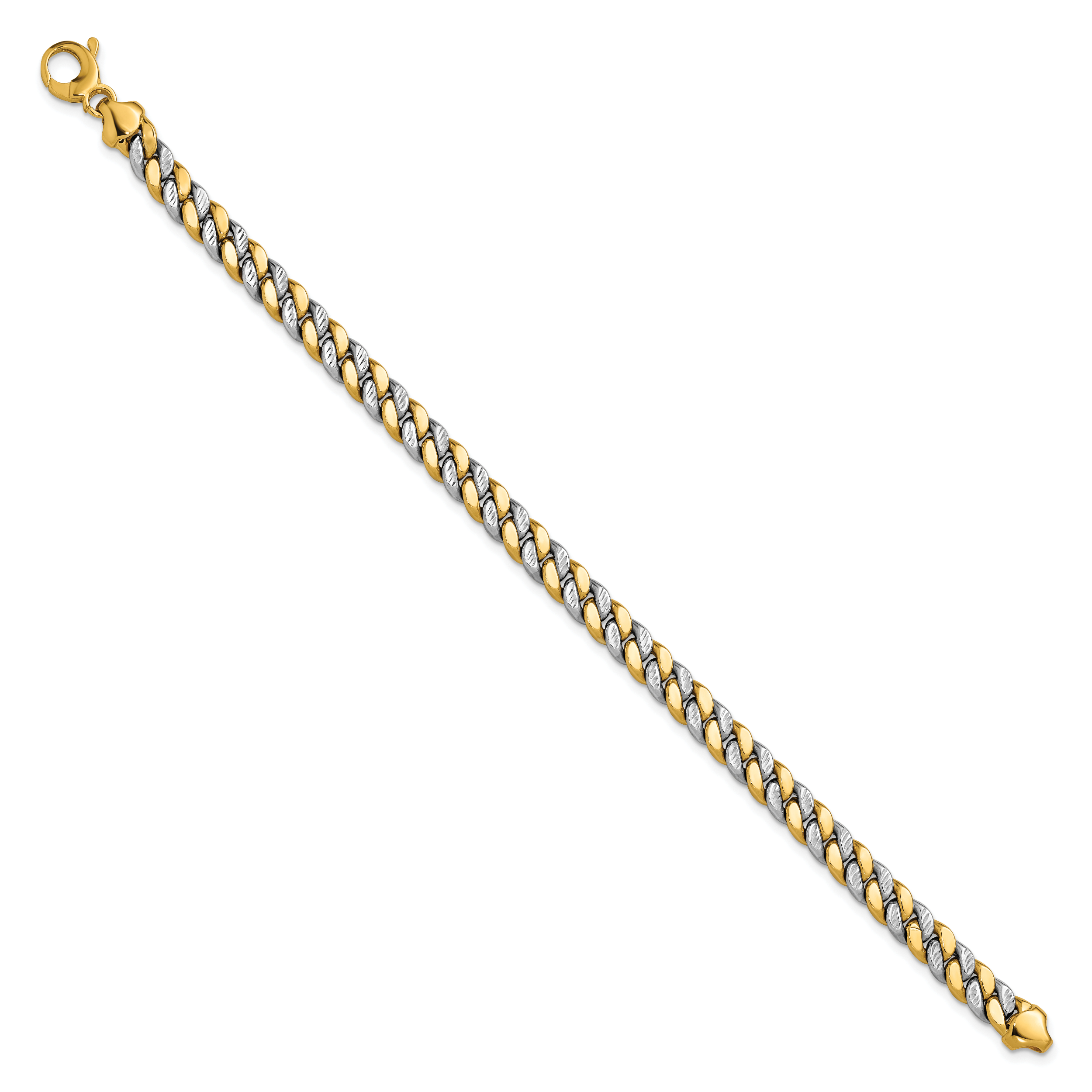 14K Two-tone Polished and D/C Fancy Link Bracelet Secondary image