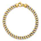 14K Two-tone Polished and D/C Fancy Link Bracelet