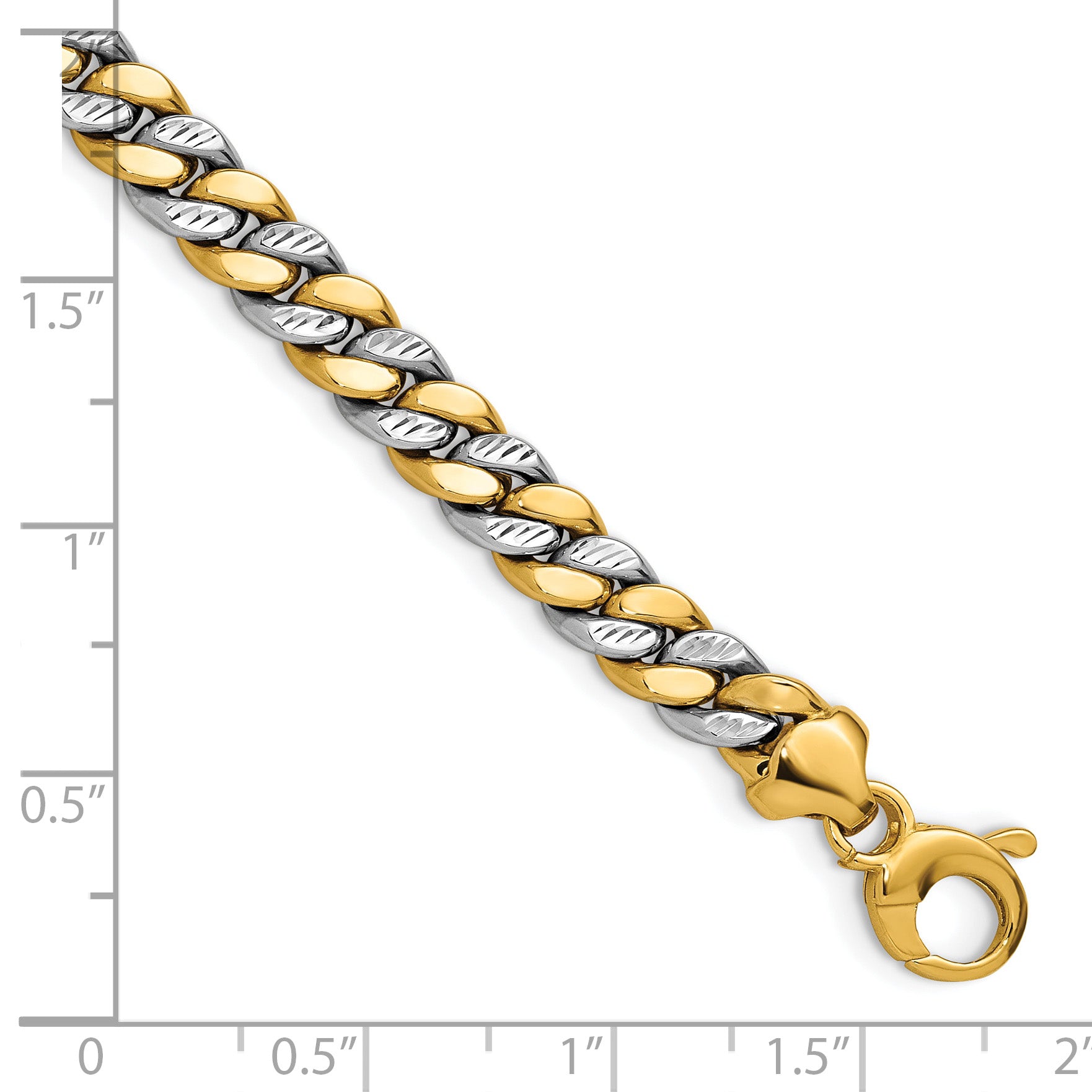 14K Two-tone Polished and D/C Fancy Link Bracelet