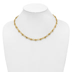 14K Polished Paperclip and Beaded Fancy Necklace