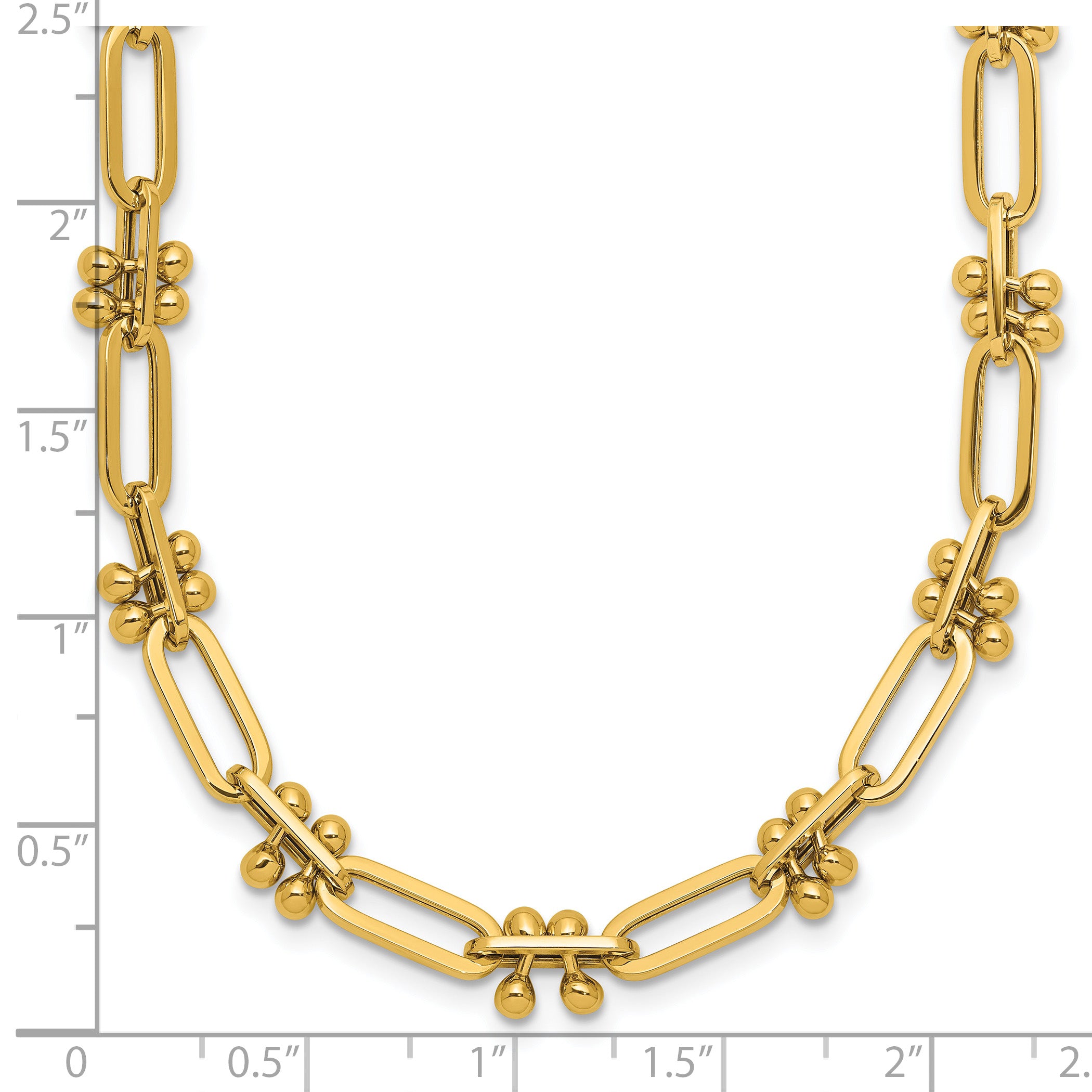 14K Polished Paperclip and Beaded Fancy Necklace