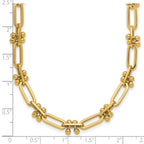 14K Polished Paperclip and Beaded Fancy Necklace