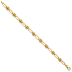 14K Polished and Beaded Fancy Paperclip Bracelet