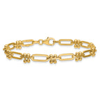 14K Polished and Beaded Fancy Paperclip Bracelet