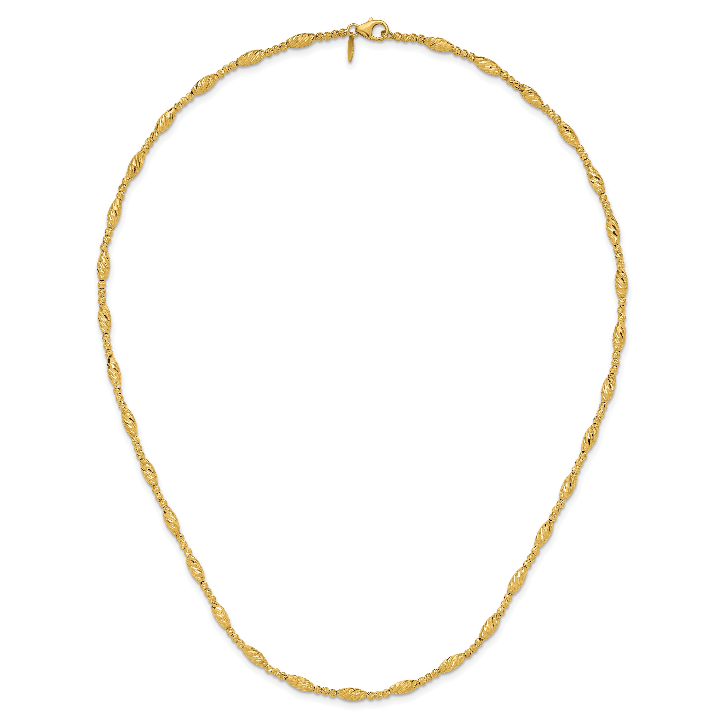 14K Polished and Diamond-cut Beaded Fancy Necklace
