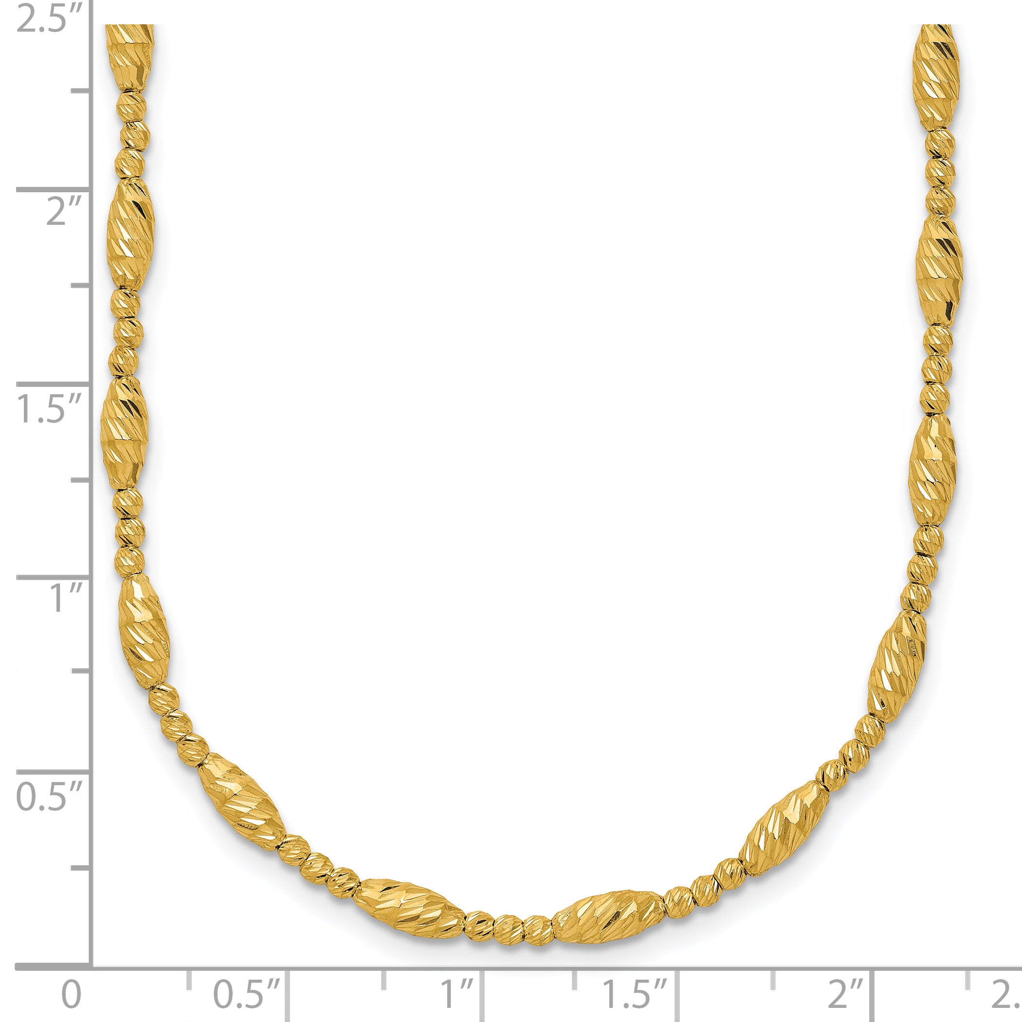 14K Polished and Diamond-cut Beaded Fancy Necklace
