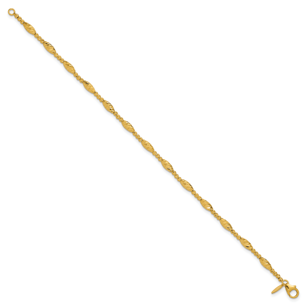 14K Polished and Diamond-cut Beaded Fancy Bracelet