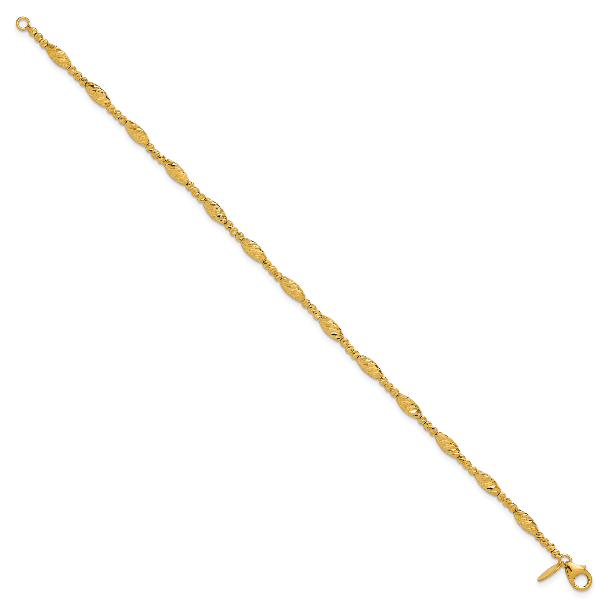 14K Polished and Diamond-cut Beaded Fancy Bracelet