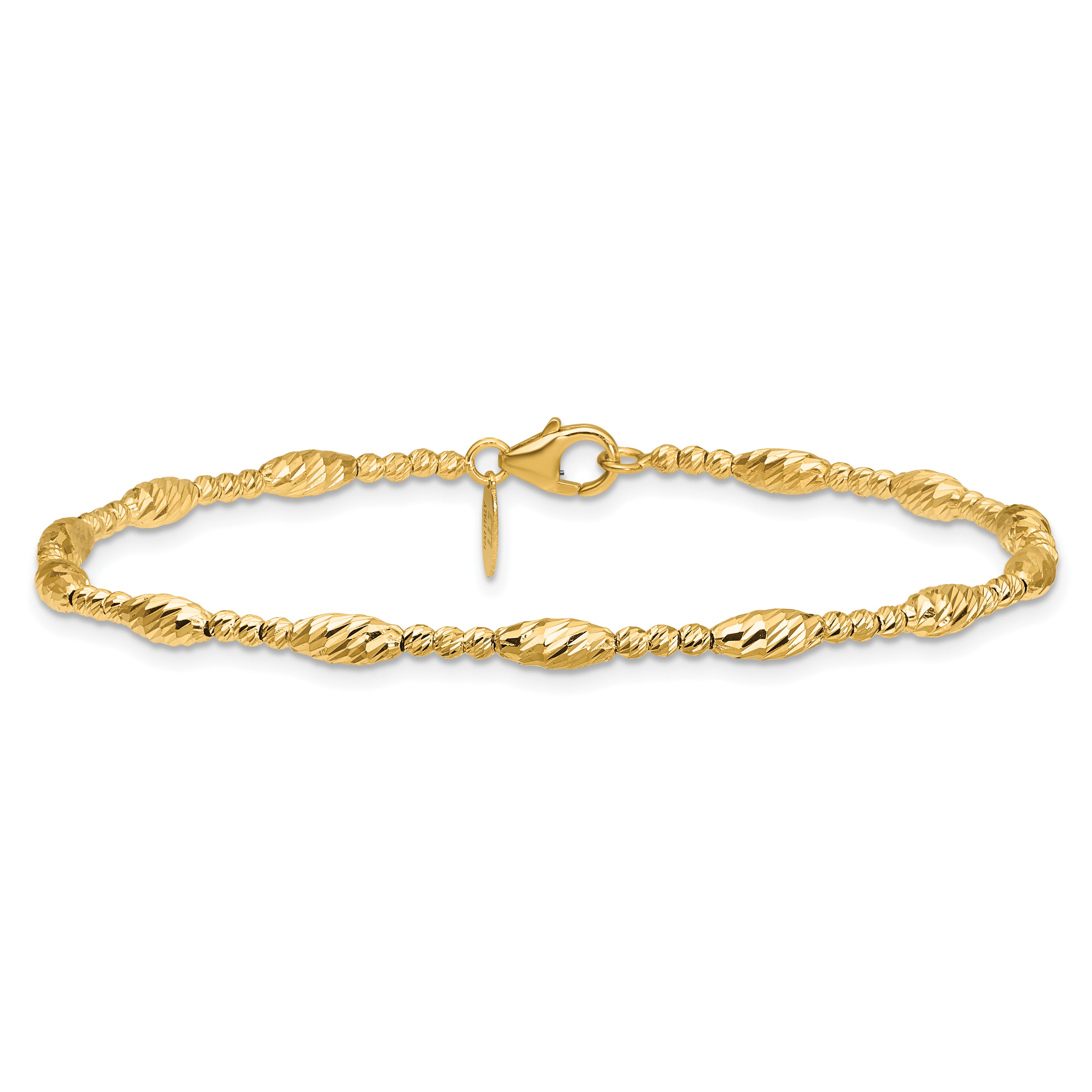 14K Polished and Diamond-cut Beaded Fancy Bracelet
