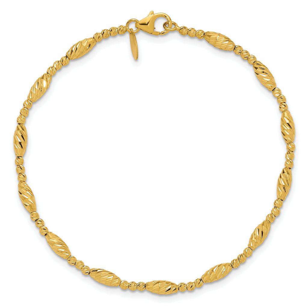 14K Polished and Diamond-cut Beaded Fancy Bracelet