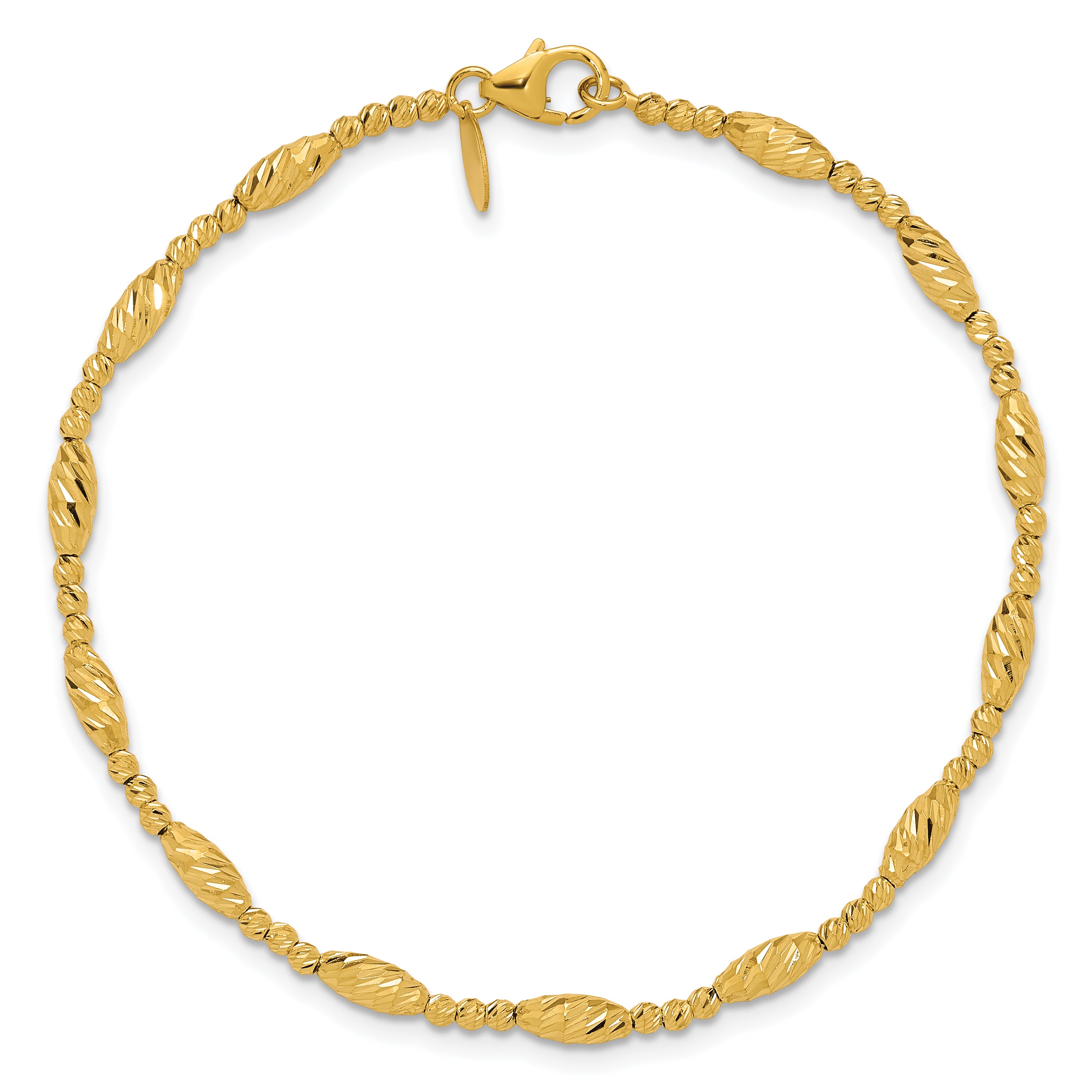 14K Polished and Diamond-cut Beaded Fancy Bracelet