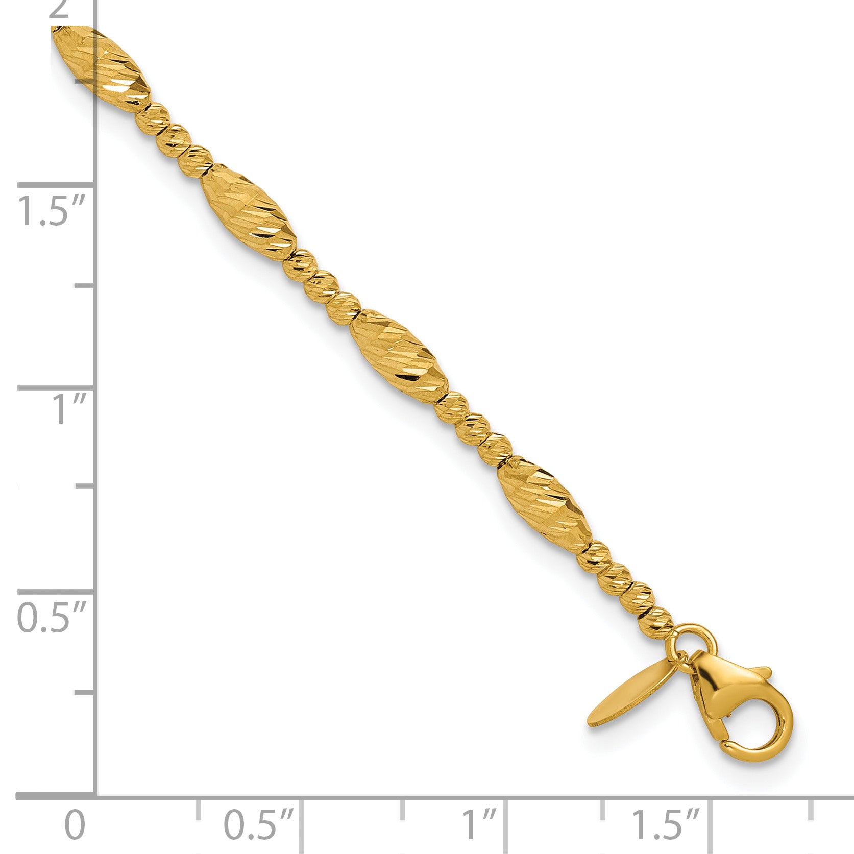 14K Polished and Diamond-cut Beaded Fancy Bracelet