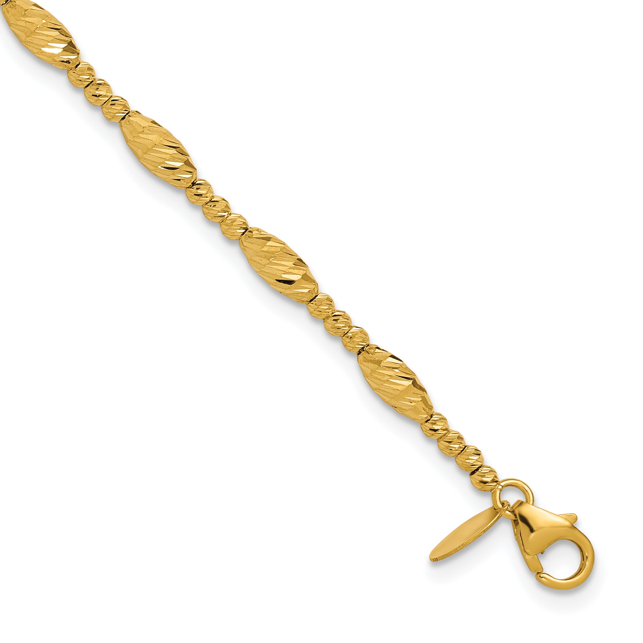 14K Polished and Diamond-cut Beaded Fancy Bracelet