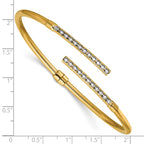 14K w/White Rhodium Polished Bypass Hinged Cuff Bangle