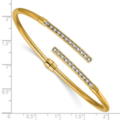 14K w/White Rhodium Polished Bypass Hinged Cuff Bangle