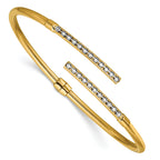 14K w/White Rhodium Polished Bypass Hinged Cuff Bangle