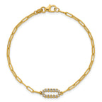 14K w/White Rhodium  Polished Paperclip Fancy Bracelet