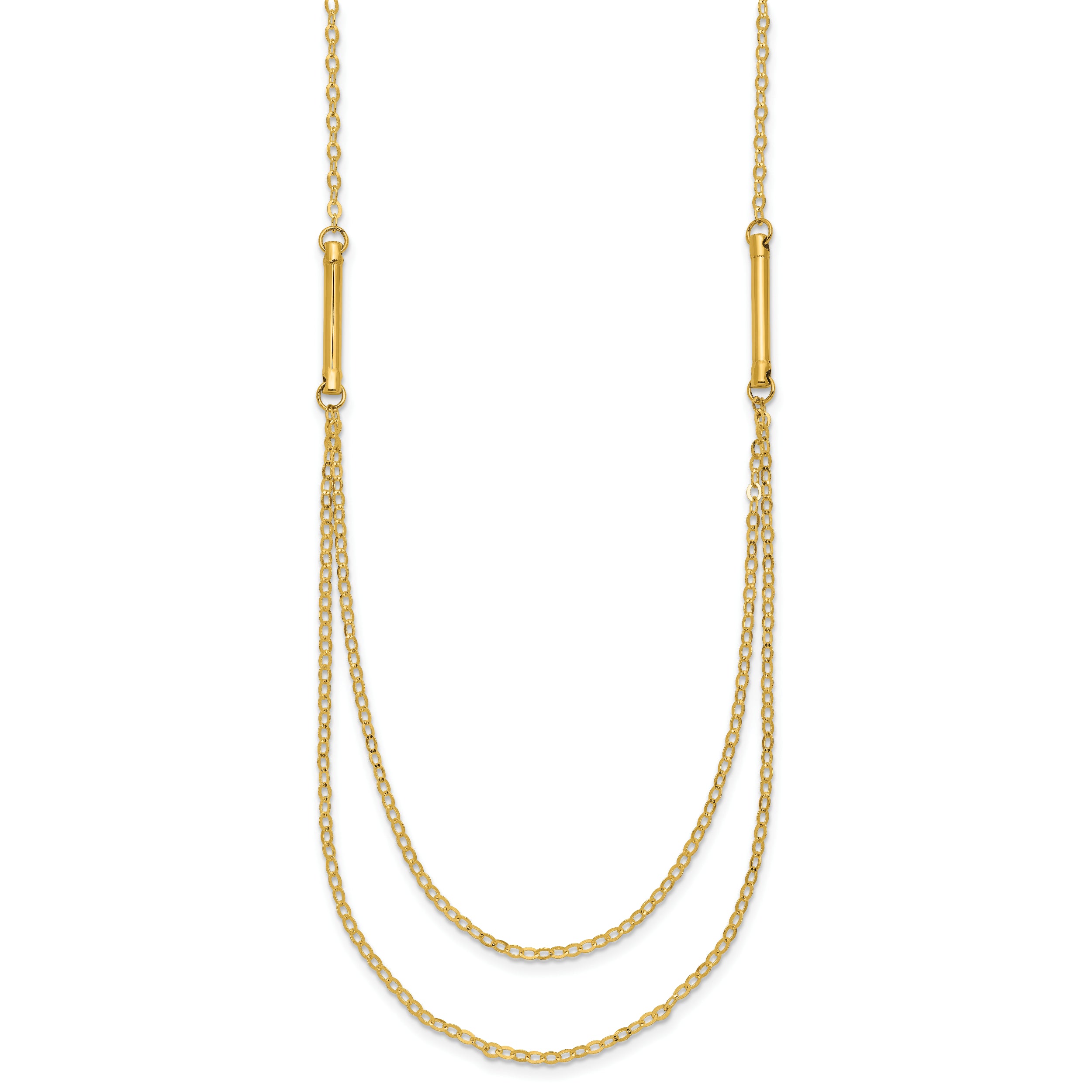 14k Polished Double Layer Fancy Necklace