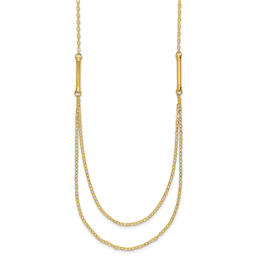 14k Polished Double Layer Fancy Necklace