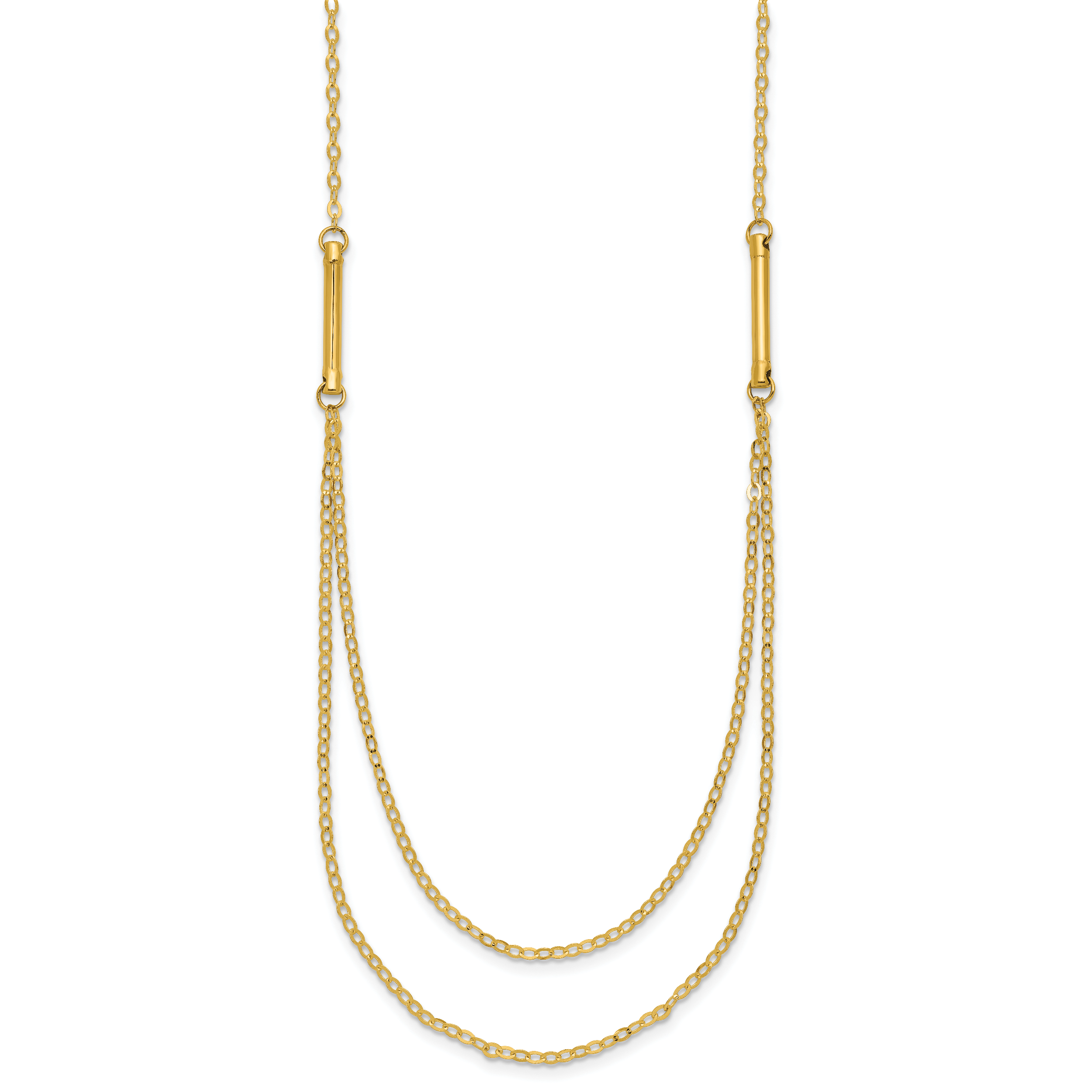14k Polished Double Layer Fancy Necklace