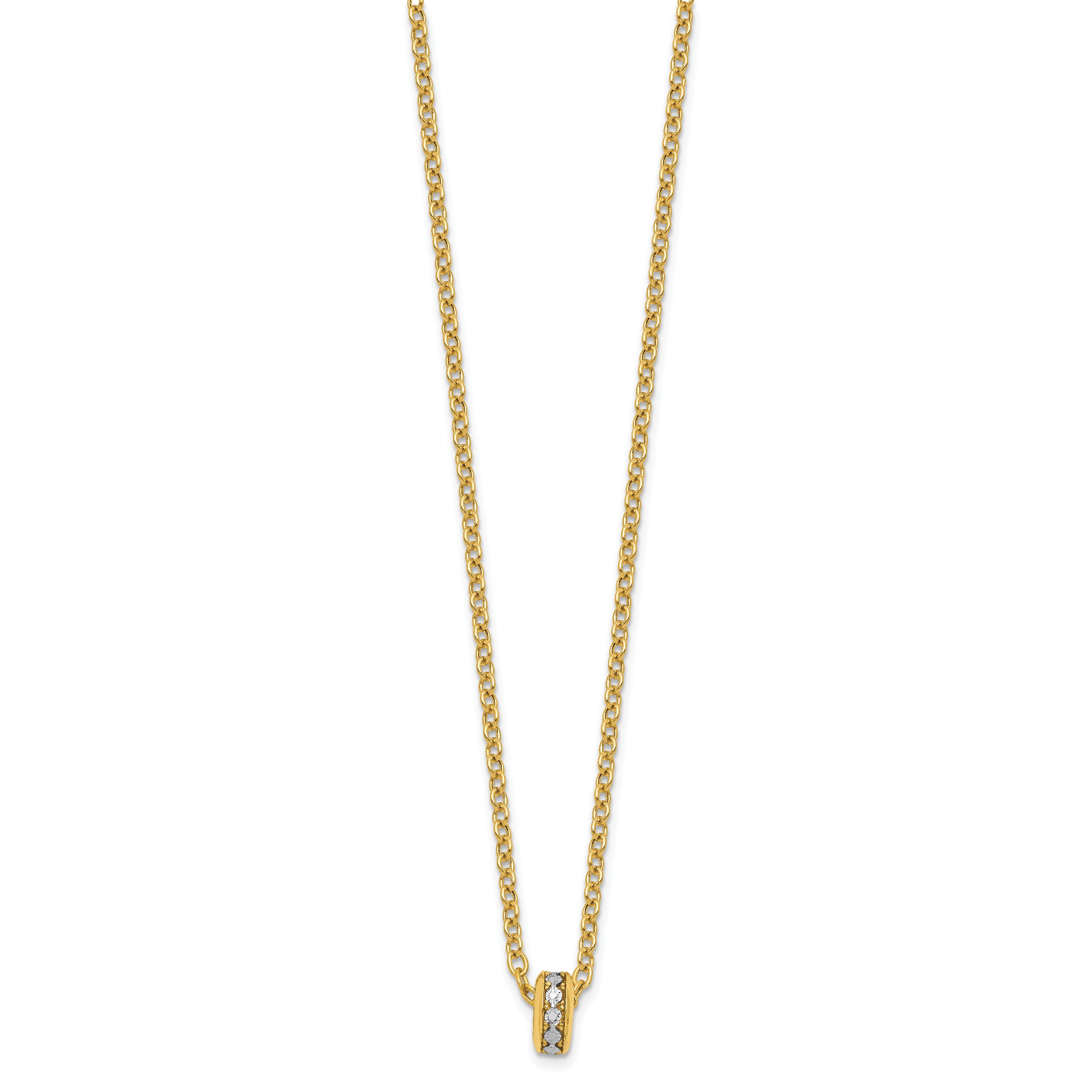 14K w/White Rhodium Polished Circle Pendant Necklace