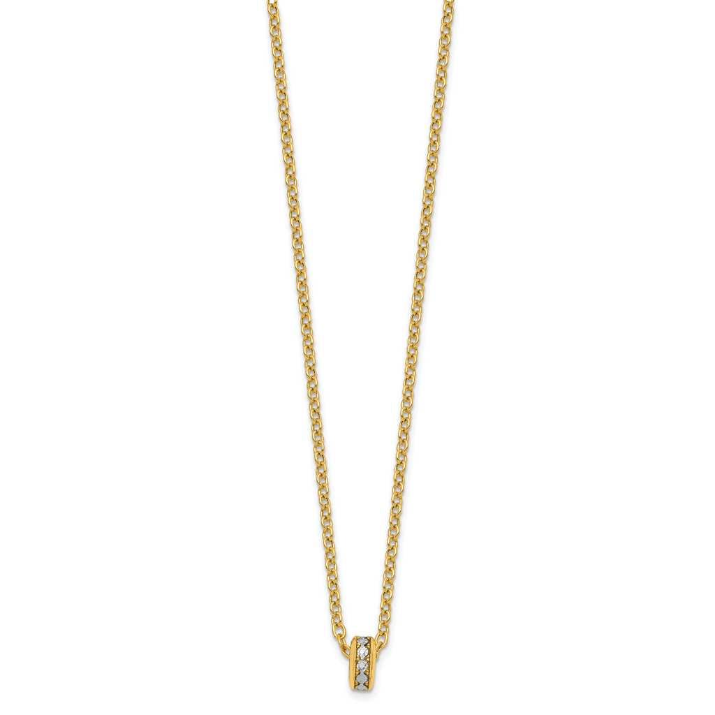 14K w/White Rhodium Polished Circle Pendant Necklace