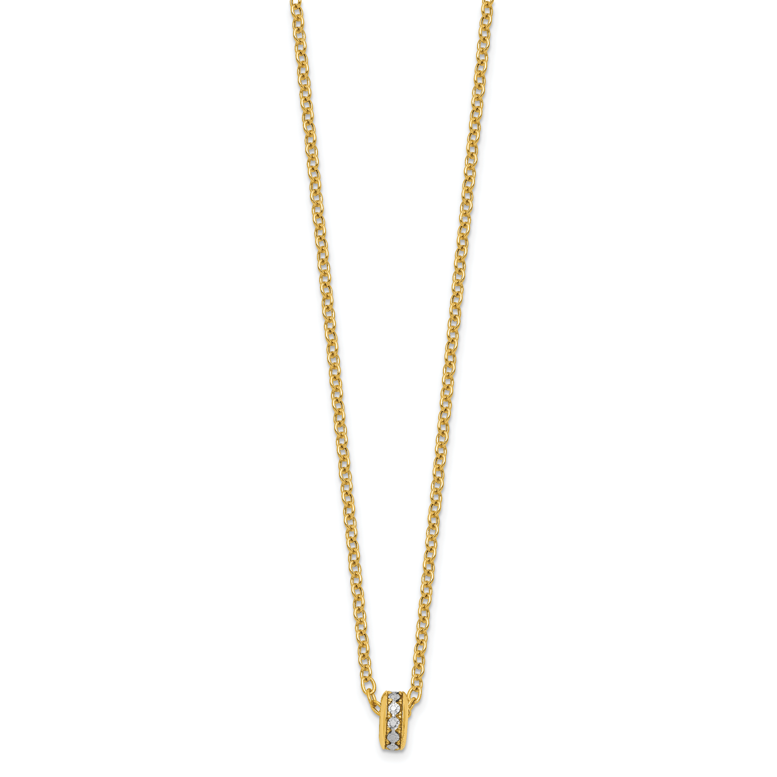 14K w/White Rhodium Polished Circle Pendant Necklace