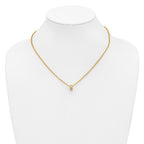 14K w/White Rhodium Polished Circle Pendant Necklace