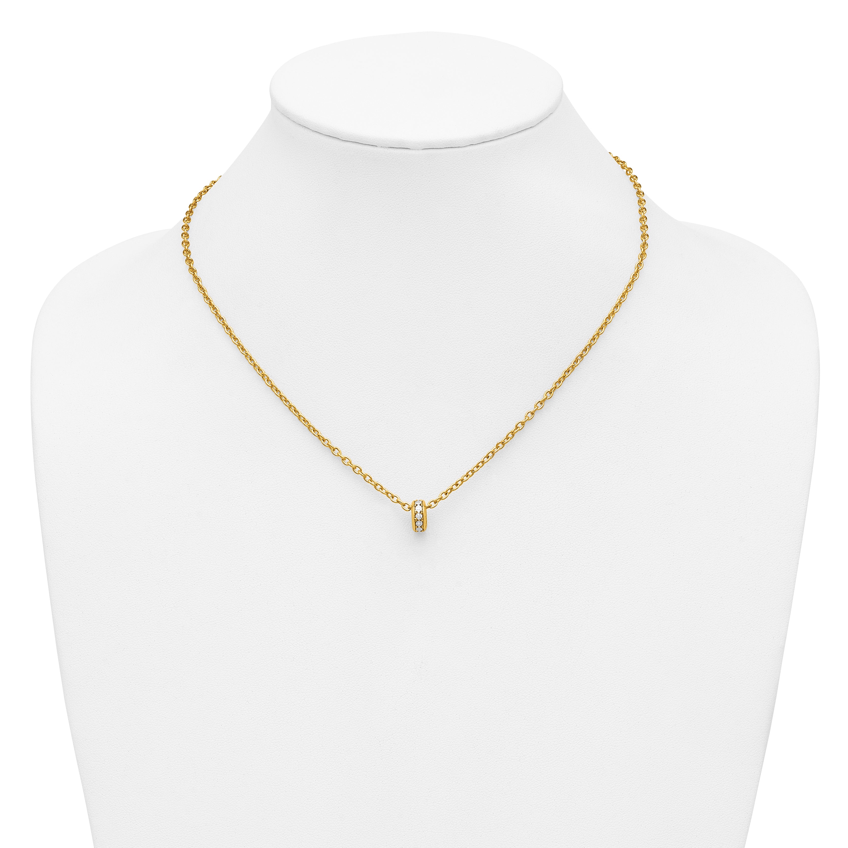 14K w/White Rhodium Polished Circle Pendant Necklace