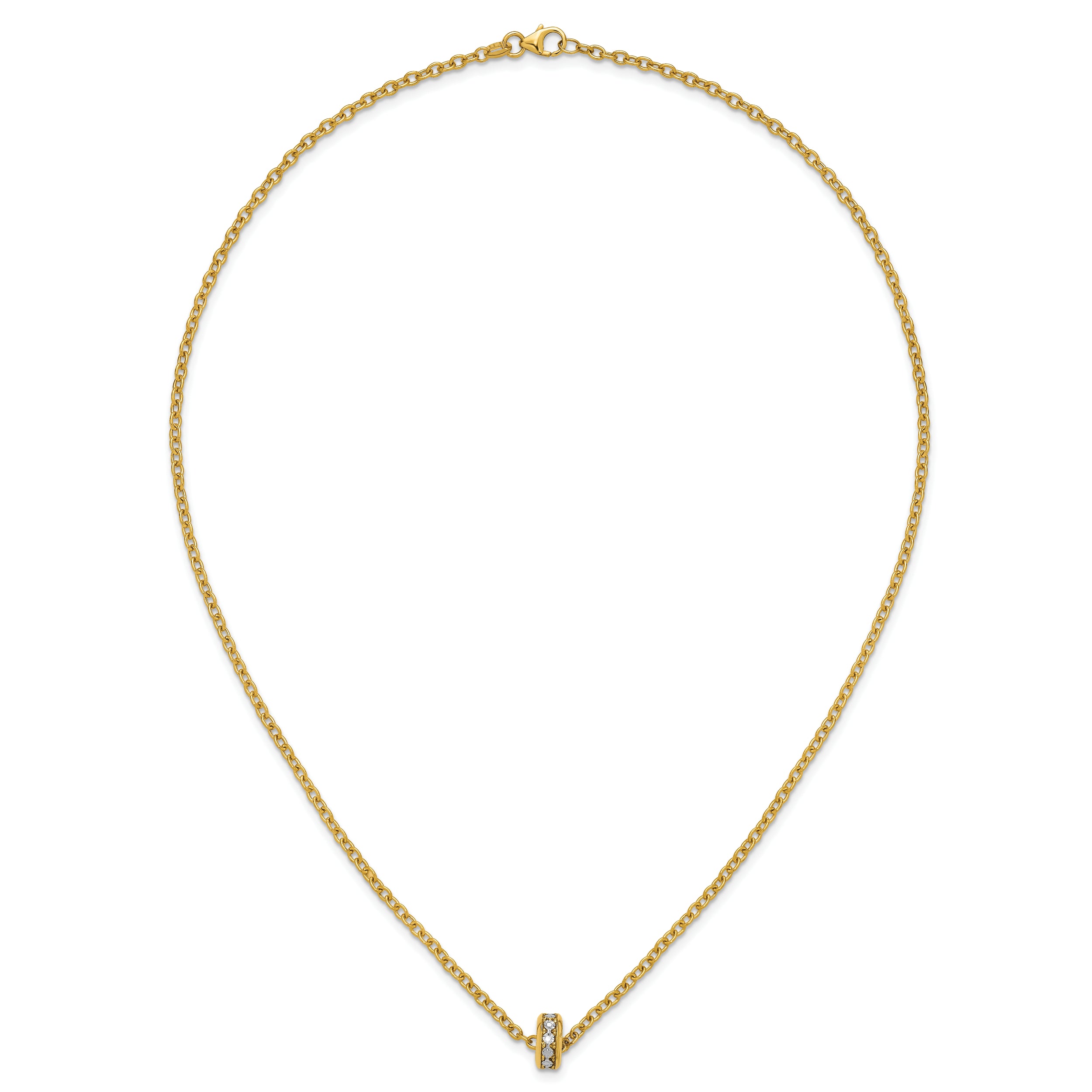 14K w/White Rhodium Polished Circle Pendant Necklace