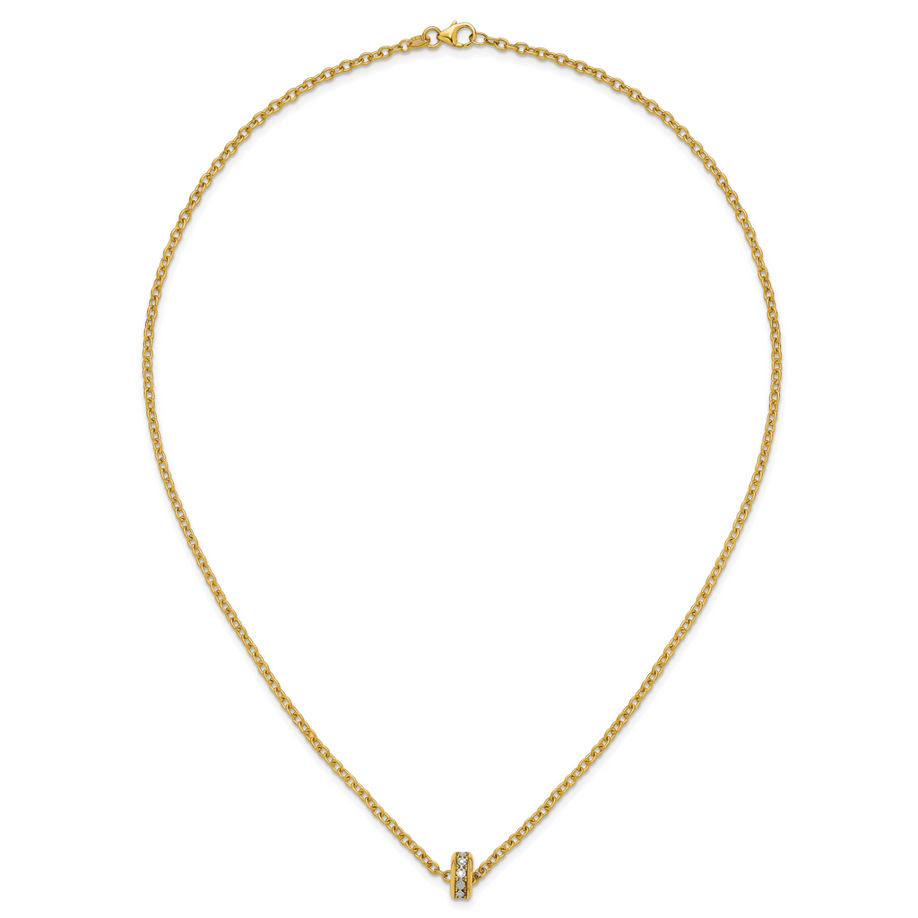14K w/White Rhodium Polished Circle Pendant Necklace
